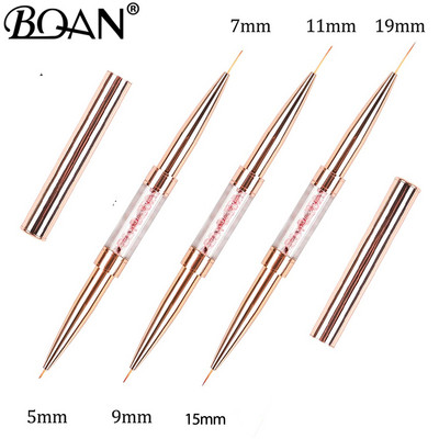 BQAN Gold Rose Double Head Liner Четка за нокти Crystal Drawing Gel Brush Painting Brush Pen Gel Polish Crystal Nail Art Manicure