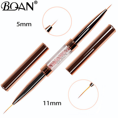 BQAN Gold Rose Double Head Liner Nagų šepetėlis Crystal Drawing Gel Brush Painting Brush Pen Gel Polish Crystal Nail Art Manikiūras