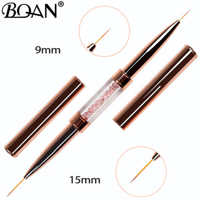 BQAN Gold Rose Double Head Liner Nagų šepetėlis Crystal Drawing Gel Brush Painting Brush Pen Gel Polish Crystal Nail Art Manikiūras