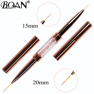 BQAN Gold Rose Double Head Liner Nagų šepetėlis Crystal Drawing Gel Brush Painting Brush Pen Gel Polish Crystal Nail Art Manikiūras