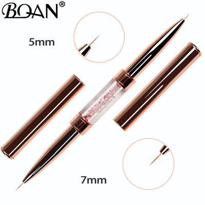 BQAN Gold Rose Double Head Liner Nagų šepetėlis Crystal Drawing Gel Brush Painting Brush Pen Gel Polish Crystal Nail Art Manikiūras