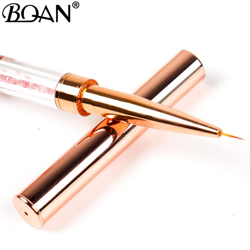 BQAN Gold Rose Double Head Liner Nagų šepetėlis Crystal Drawing Gel Brush Painting Brush Pen Gel Polish Crystal Nail Art Manikiūras