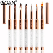 BQAN 1vnt Rose Gold Nail Brush Nail Art Line Tapybos Šepečiai Crystal Acrylic Thin Liner Piešimo rašiklis Manikiūro įrankiai UV gelis