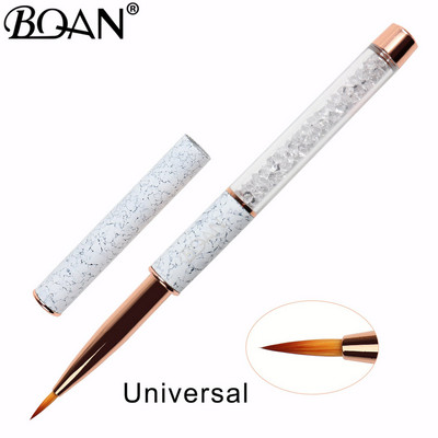 BQAN 1vnt Rose Gold Nail Brush Nail Art Line Tapybos Šepečiai Crystal Acrylic Thin Liner Piešimo rašiklis Manikiūro įrankiai UV gelis