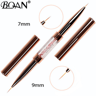 BQAN 1vnt Rose Gold Nail Brush Nail Art Line Tapybos Šepečiai Crystal Acrylic Thin Liner Piešimo rašiklis Manikiūro įrankiai UV gelis