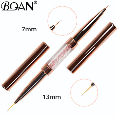 BQAN 1vnt Rose Gold Nail Brush Nail Art Line Tapybos Šepečiai Crystal Acrylic Thin Liner Piešimo rašiklis Manikiūro įrankiai UV gelis