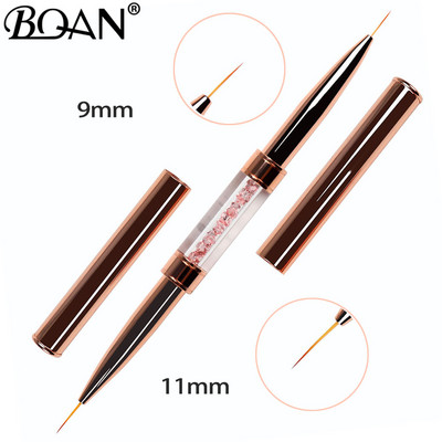 BQAN 1vnt Rose Gold Nail Brush Nail Art Line Tapybos Šepečiai Crystal Acrylic Thin Liner Piešimo rašiklis Manikiūro įrankiai UV gelis