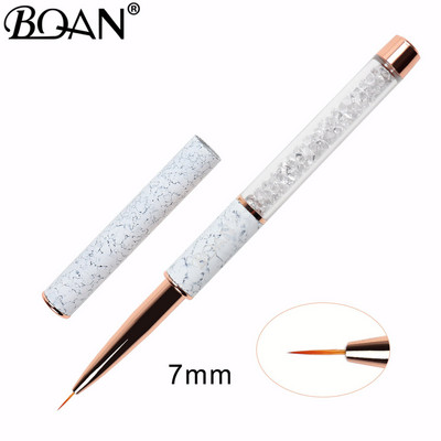BQAN 1vnt Rose Gold Nail Brush Nail Art Line Tapybos Šepečiai Crystal Acrylic Thin Liner Piešimo rašiklis Manikiūro įrankiai UV gelis