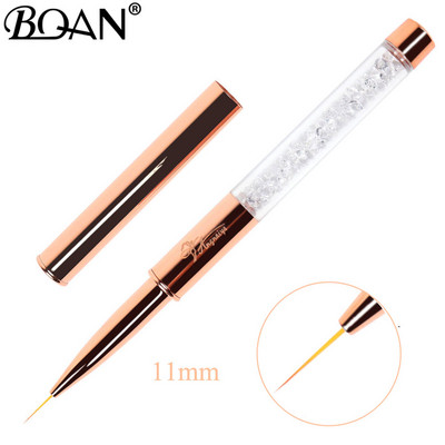 BQAN 1vnt Rose Gold Nail Brush Nail Art Line Tapybos Šepečiai Crystal Acrylic Thin Liner Piešimo rašiklis Manikiūro įrankiai UV gelis