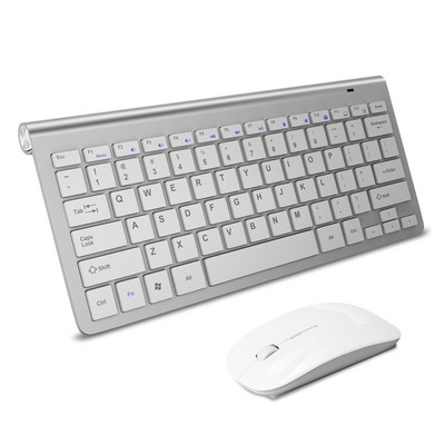 Bezvadu tastatūra un pele 2.4G USB Mini tastatūra Pele Kombinācijas Beztrokšņa ergonomiska tastatūra ar peles komplektu PC klēpjdatora televizoram