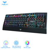 AULA RGB Gaming Tastatură mecanică întrerupător albastru negru Tastatură iluminată din spate cu fir 104 taste Anti-ghosting pentru laptop desktop PC Gamer