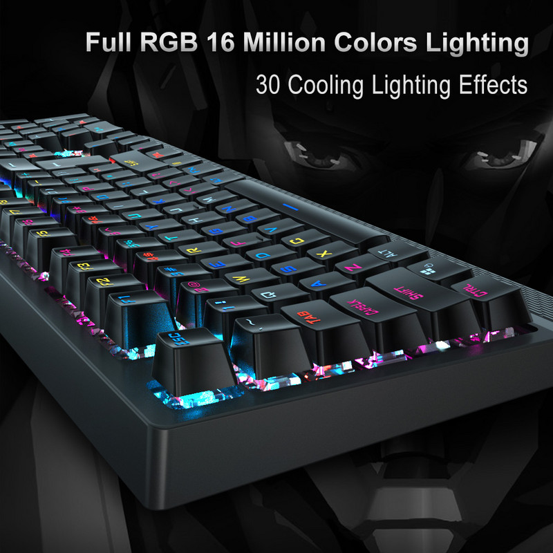 AULA RGB Gaming Tastatură mecanică întrerupător albastru negru Tastatură iluminată din spate cu fir 104 taste Anti-ghosting pentru laptop desktop PC Gamer