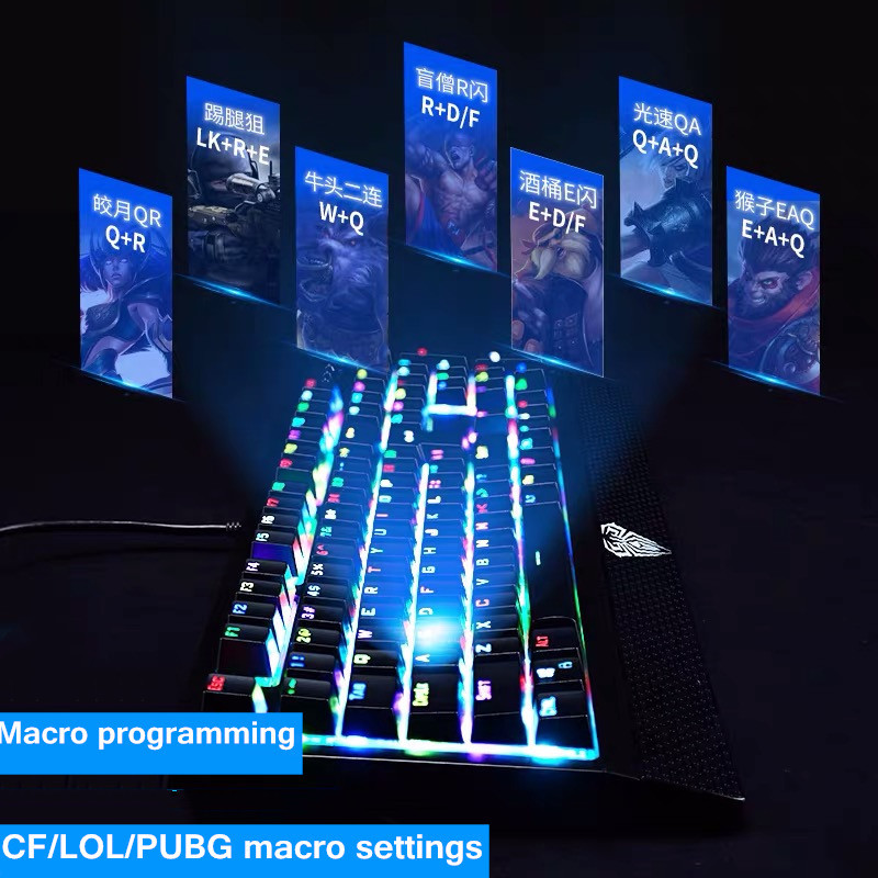 AULA RGB Gaming Tastatură mecanică întrerupător albastru negru Tastatură iluminată din spate cu fir 104 taste Anti-ghosting pentru laptop desktop PC Gamer