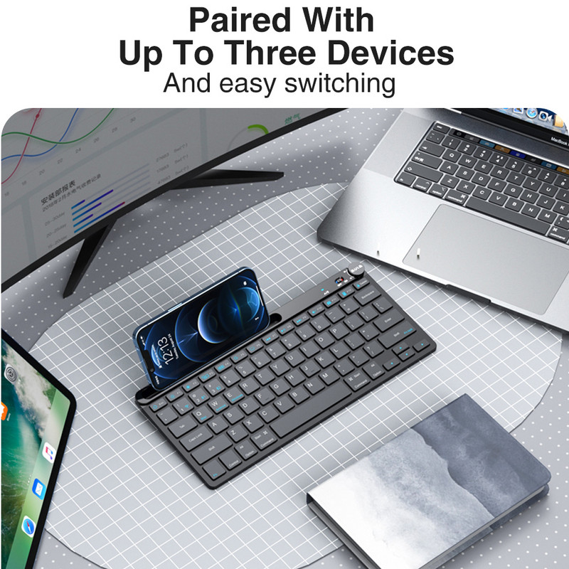 Tastatură fără fir AULA AK205 Slim Bluetooth/2.4G pentru PC Desktop Laptop iPad Jocuri de birou