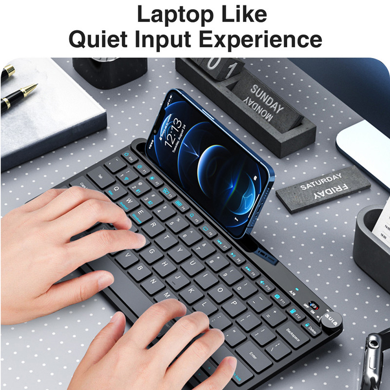 Tastatură fără fir AULA AK205 Slim Bluetooth/2.4G pentru PC Desktop Laptop iPad Jocuri de birou