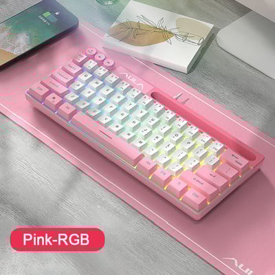 AULA F3061 RGB 64 võtmed Juhtmega membraaniga mänguklaviatuuri USB-liides arvuti/sülearvuti ühendamiseks, telefoni pesa ruumi säästev disain