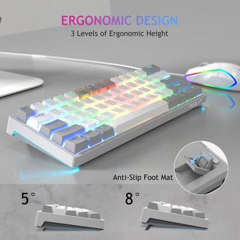 AULA F3261 RGB Hotswap клавиатура 61 клавиша кабелна механична геймърска клавиатура за PC настолен компютър лаптоп офис игри