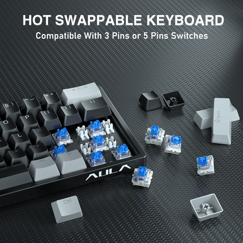 AULA F3261 RGB USB Mini mehanička tipkovnica za igranje Tri vrste prekidača sa 61 tipkom Ožičeni odvojivi kabel, prenosiv za putovanja