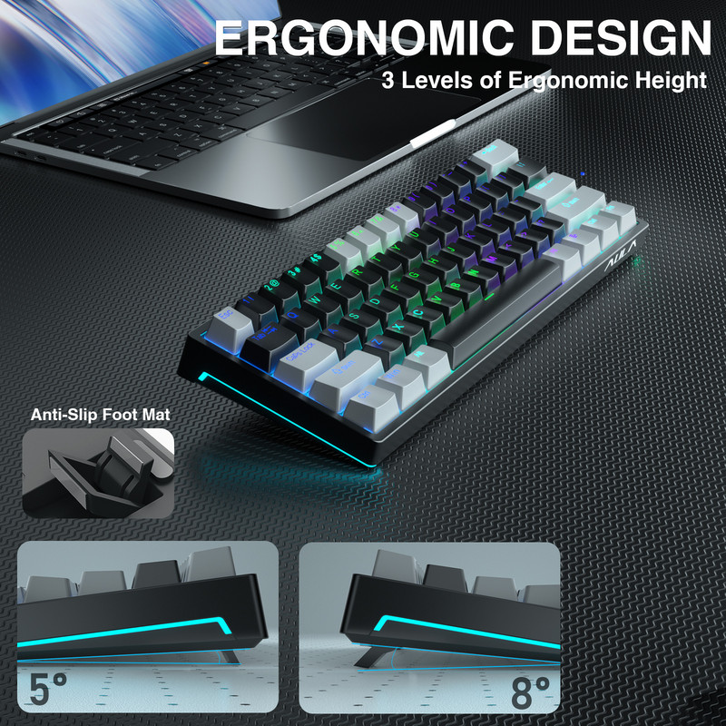 AULA F3261 RGB USB Mini mehanička tipkovnica za igranje Tri vrste prekidača sa 61 tipkom Ožičeni odvojivi kabel, prenosiv za putovanja