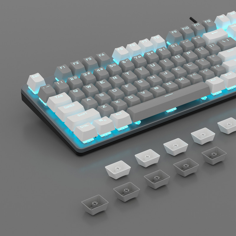 Tastatură mecanică cu fir AULA F3287, 87 de taste, tastatură pentru jocuri cu lumină rece, comutator albastru pentru laptop de jocuri PC