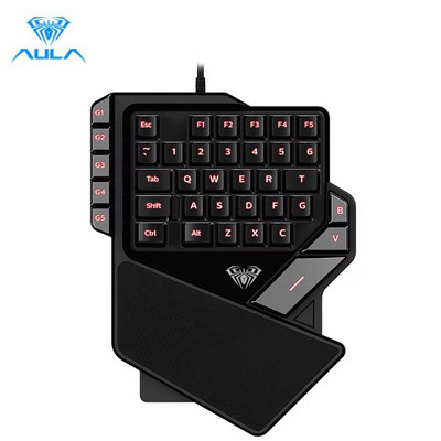Tastatură pentru jocuri cu o singură mână AULA Iluminare de fundal Culoare 27 de taste Anti-fantomă Controller portabil pentru mini tastatură pentru jocuri pentru laptop