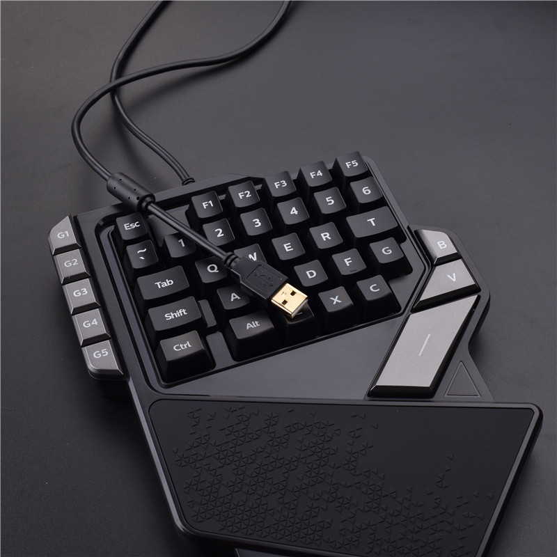 Tastatură pentru jocuri cu o singură mână AULA Iluminare de fundal Culoare 27 de taste Anti-fantomă Controller portabil pentru mini tastatură pentru jocuri pentru laptop