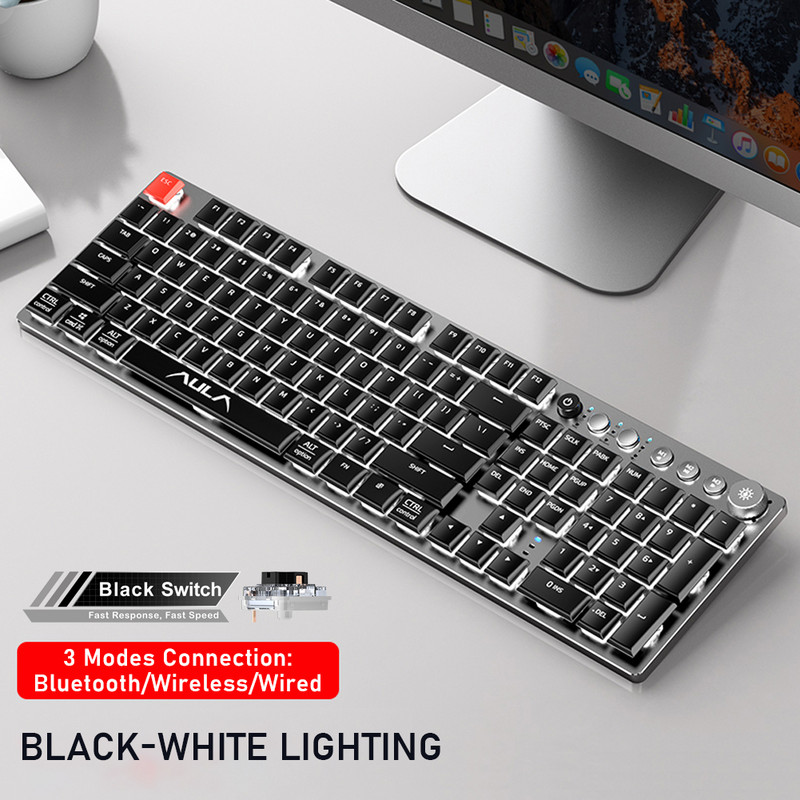 AULA F2090 bežična mehanička tipkovnica ultra tanka 104 tipke podržava Bluetooth 5.0/Type-c za Android Windows stolno računalo ipad