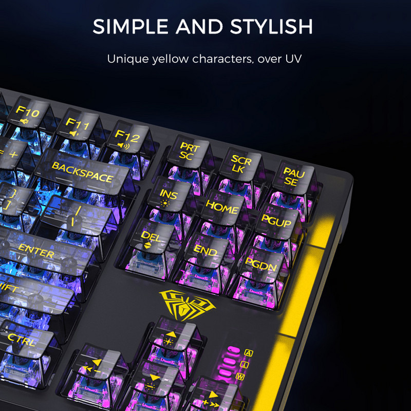 AULA F2183 RGB 87 tipki Hotswap mehanička tipkovnica Bluetooth /žičana /2.4G tipkovnica prozirna tipkovnica tipkovnice za stolno računalo prijenosno računalo