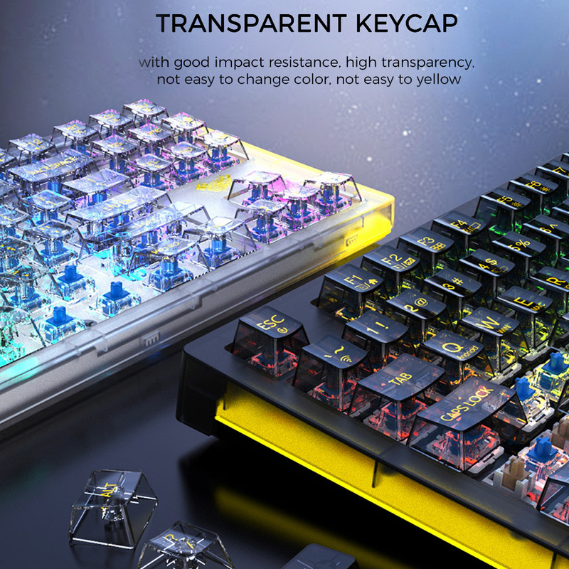AULA F2183 RGB 87 tipki Hotswap mehanička tipkovnica Bluetooth /žičana /2.4G tipkovnica prozirna tipkovnica tipkovnice za stolno računalo prijenosno računalo