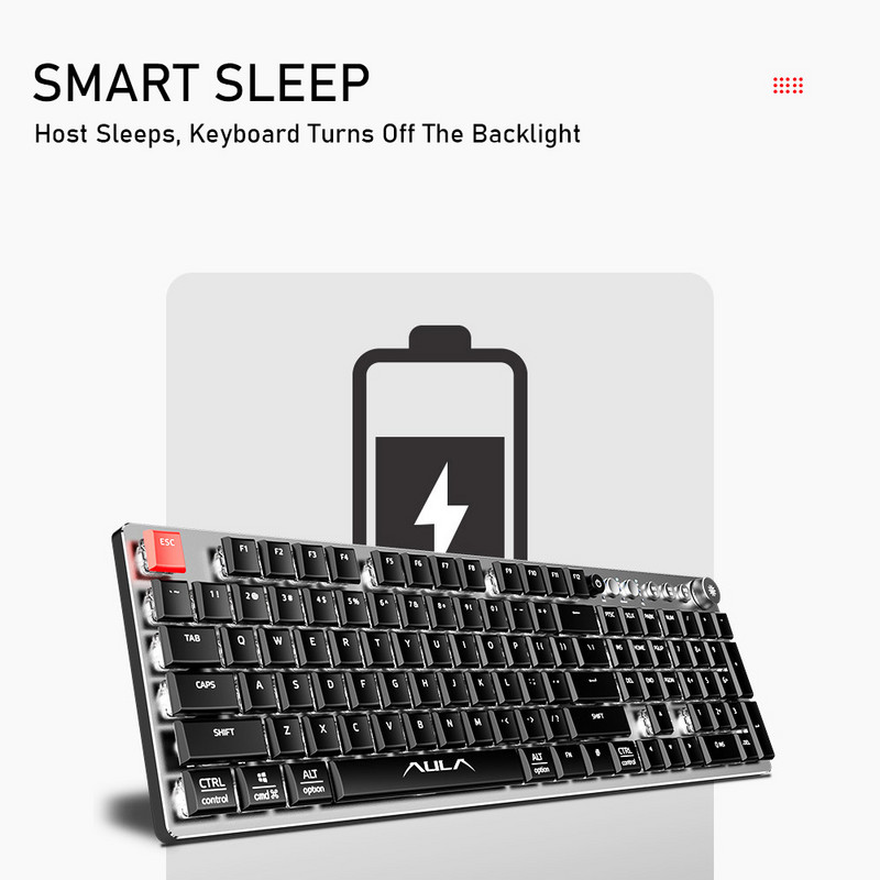 AULAF2090 bežična mehanička tipkovnica tanka 104 tipke Bluetooth5.0/Type-c za stolno prijenosno računalo iPad korejska hebrejska engleska tipkovnica