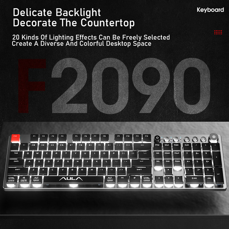 AULAF2090 bežična mehanička tipkovnica tanka 104 tipke Bluetooth5.0/Type-c za stolno prijenosno računalo iPad korejska hebrejska engleska tipkovnica