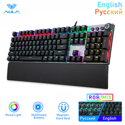 AULA F2088 Mehanička gaming tipkovnica Anti-ghosting 104 smeđa Switch plava Žičana mješovita tipkovnica s pozadinskim osvjetljenjem za igranje prijenosnog računala