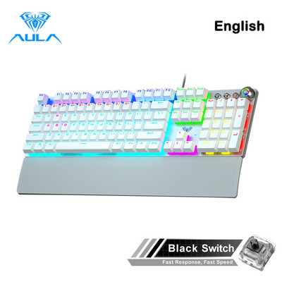 AULA F2088 Mechanical Gaming Keyboard Anti-ghosting 104 brown Switch blue Wired Mixed Backlit Keyborad for Game Laptop PC