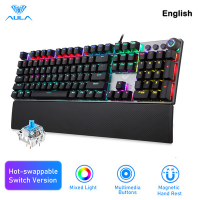 AULA F2088 Mechanical Gaming Keyboard Anti-ghosting 104 brown Switch blue Wired Mixed Backlit Keyborad for Game Laptop PC