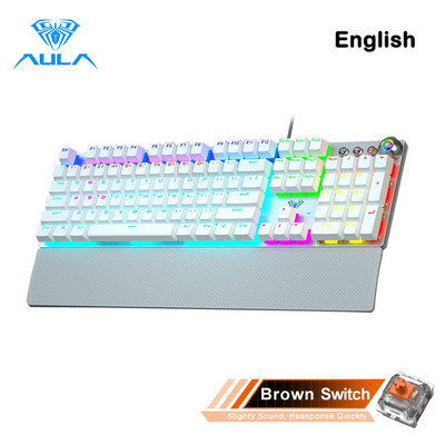 AULA F2088 Mechanical Gaming Keyboard Anti-ghosting 104 brown Switch blue Wired Mixed Backlit Keyborad for Game Laptop PC
