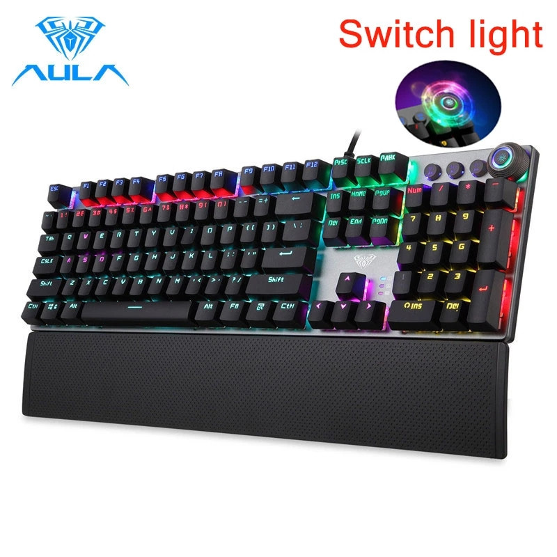 AULA F2088 Mechanical Gaming Keyboard Anti-ghosting 104 brown Switch blue Wired Mixed Backlit Keyborad for Game Laptop PC
