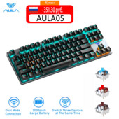 AULA F3287 Μηχανικό πληκτρολόγιο Ασύρματο Bluetooth 87 πλήκτρων Πληκτρολόγιο παιχνιδιού με οπίσθιο φωτισμό για επιτραπέζιο φορητό υπολογιστή tablet Φορητός υπολογιστής