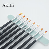 AKiHi Hold alakú ecsetek sapkával UV géllel French Pen Gradient Lakk Köröm Virág Festés Rajz Művészet Design