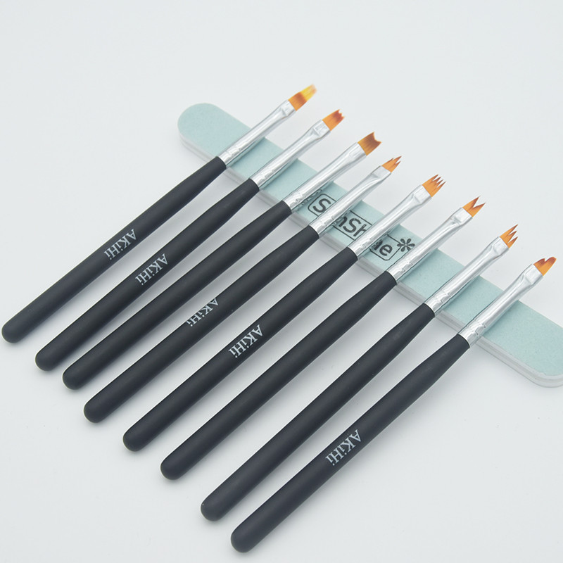 AKiHi Hold alakú ecsetek sapkával UV géllel French Pen Gradient Lakk Köröm Virág Festés Rajz Művészet Design