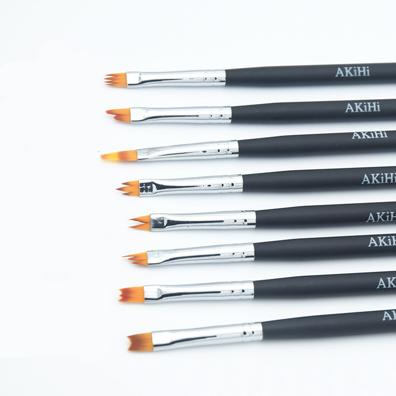 AKiHi Hold alakú ecsetek sapkával UV géllel French Pen Gradient Lakk Köröm Virág Festés Rajz Művészet Design