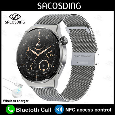 NFC viedais pulkstenis Men GT3 Pro AMOLED 390*390 HD ekrāns Sirdsdarbība Bluetooth Call IP68 Ūdensizturīgs viedpulkstenis, kas paredzēts Huawei Xiaomi 2023