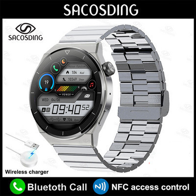 NFC viedais pulkstenis Men GT3 Pro AMOLED 390*390 HD ekrāns Sirdsdarbība Bluetooth Call IP68 Ūdensizturīgs viedpulkstenis, kas paredzēts Huawei Xiaomi 2023