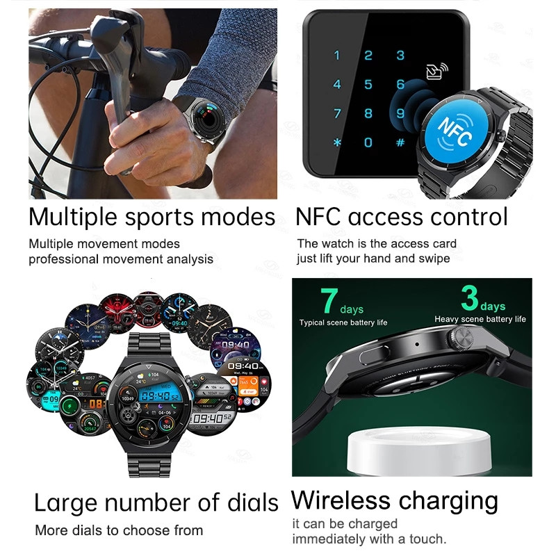 NFC Smart Watch Men GT3 Pro AMOLED 390*390 HD Screen Heart Rate Bluetooth Κλήση IP68 Αδιάβροχο SmartWatch για Huawei Xiaomi 2023