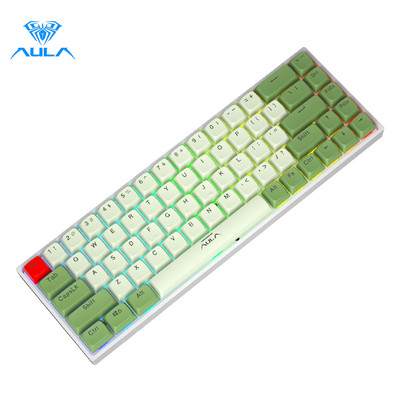 AULA F3068 spēļu mehāniskās tastatūras atbalsts Bluetooth / Type-C tastatūras karsti maināma tastatūra operētājsistēmai Mac/Win/Desktop