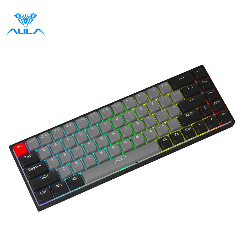 AULA F3068 spēļu mehāniskās tastatūras atbalsts Bluetooth / Type-C tastatūras karsti maināma tastatūra operētājsistēmai Mac/Win/Desktop