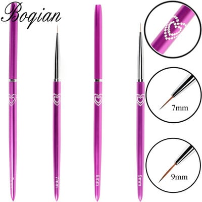 BQAN 7/9 mm ljubičasta četkica za nokte Nail Propylene Pigment Painting Kistovi za crtanje Nail Arts 3D Flower Pen Alat s čepom