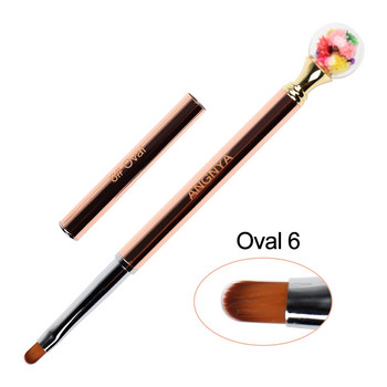 1 τμχ Nail Art Brsuh Oval Gel Polish Brush for Manicure Acrylic UV Gel Extension Builder Drawing Painting Pen Rhinestone Crystal