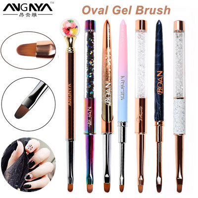 1vnt Nail Art Brsuh Ovalinis gelio lako šepetėlis manikiūrui Akrilo UV gelio prailginimo statybininkas piešimo piešimo rašiklis Kalnų krištolas