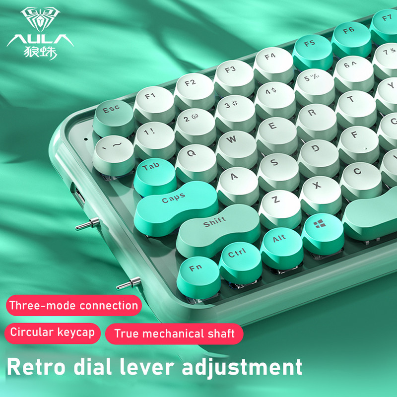 AULA F3680 Keyboard 79 Keys Red Switch Green Wired Keyborad Σύνδεση τριών λειτουργιών για φορητό υπολογιστή παιχνιδιών