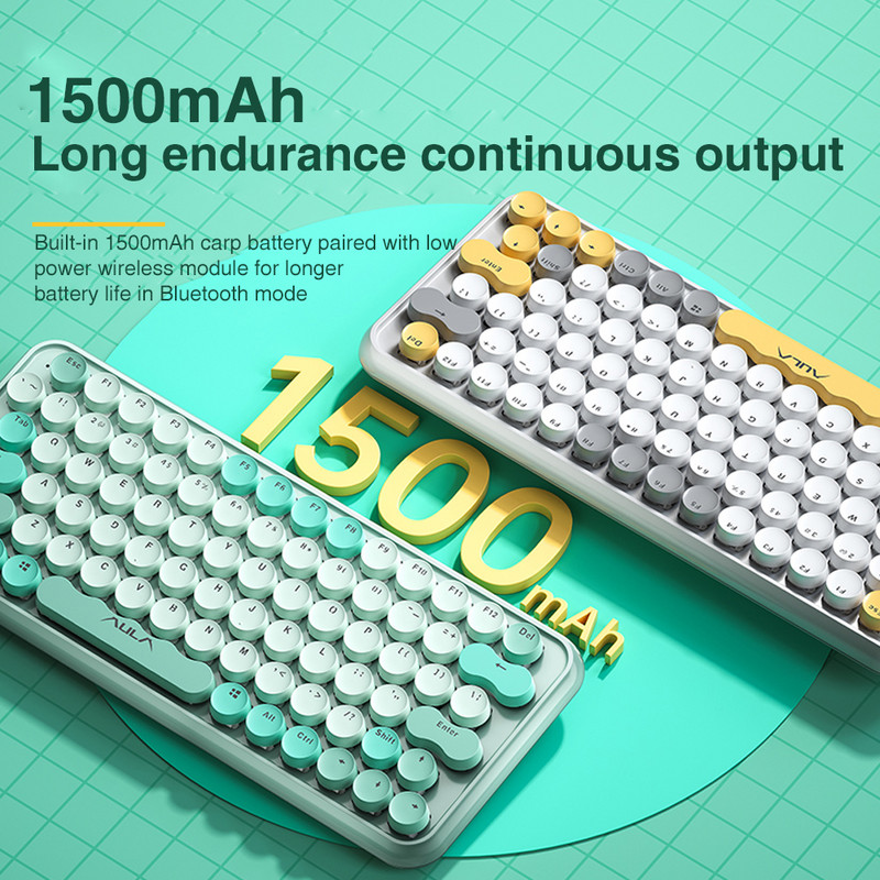 AULA F3680 Keyboard 79 Keys Red Switch Green Wired Keyborad Σύνδεση τριών λειτουργιών για φορητό υπολογιστή παιχνιδιών